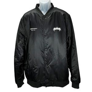 10 Deep Men’s XXL Black Nylon Bomber Jacket Tour Graphic Back‎ Streetwear